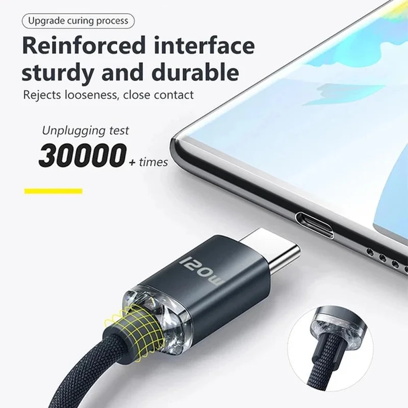 120W USB Type C fast charging cable suitable for Redmi Note 13 Pro