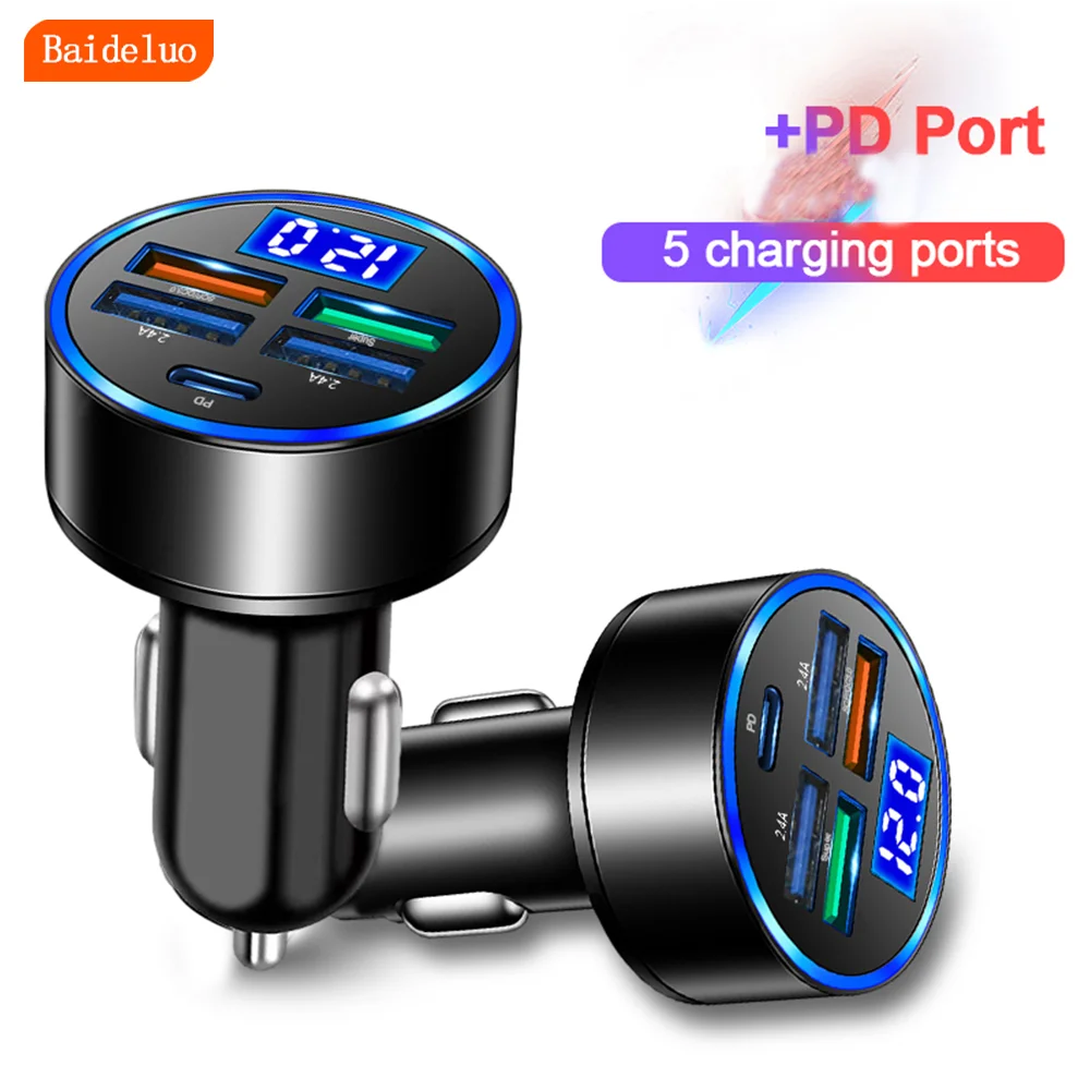 66W 5-port fast phone charger, 3.1A USB car charger fast charging USB