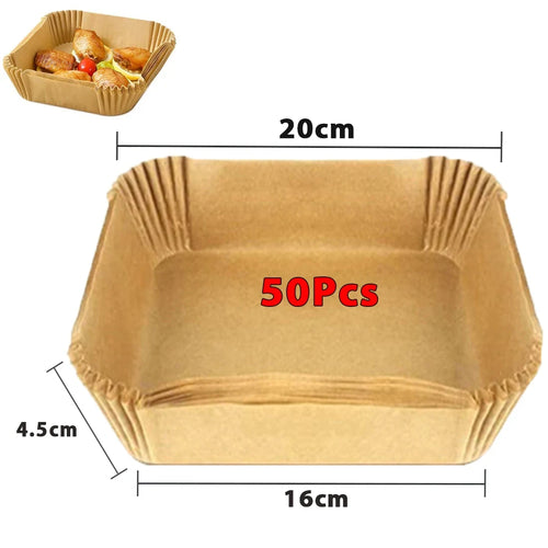 50/100Pcs Air Fryer Disposable Paper Non-Stick Airfryer Baking Papers