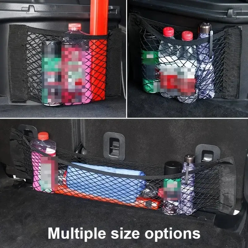 1pc Universal Car Storage Bag Double Mesh Trunk Storage Net, Car