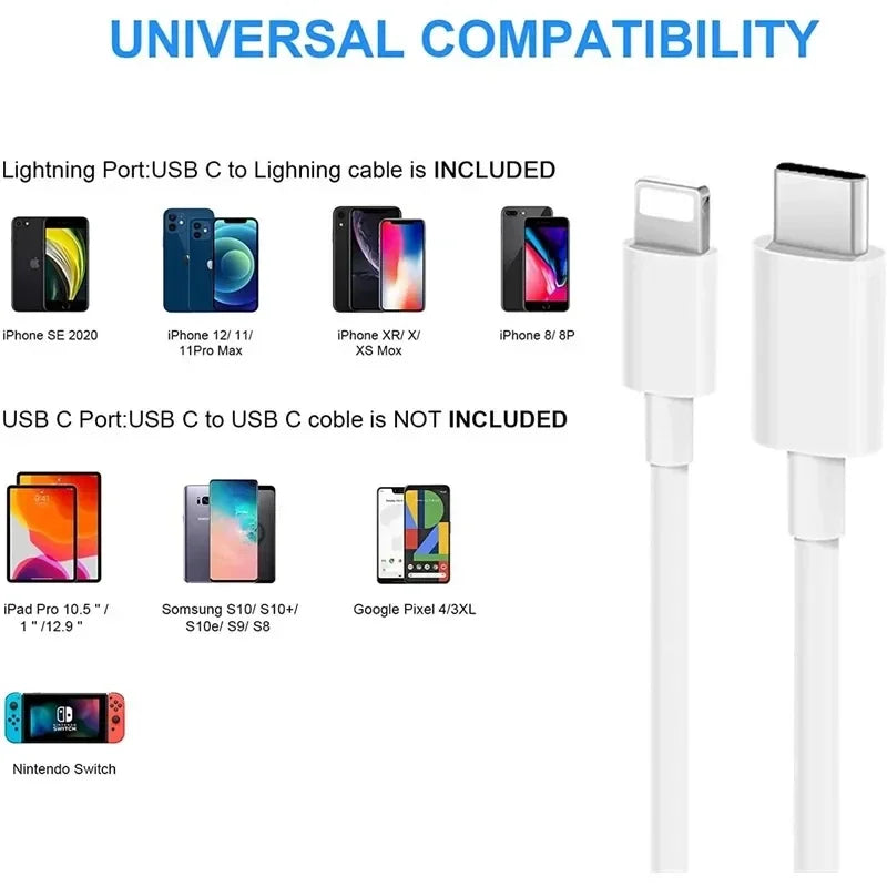 30W Fast Charging Cable For Apple iPhone 14 13 12 11 Pro Max Mini USB