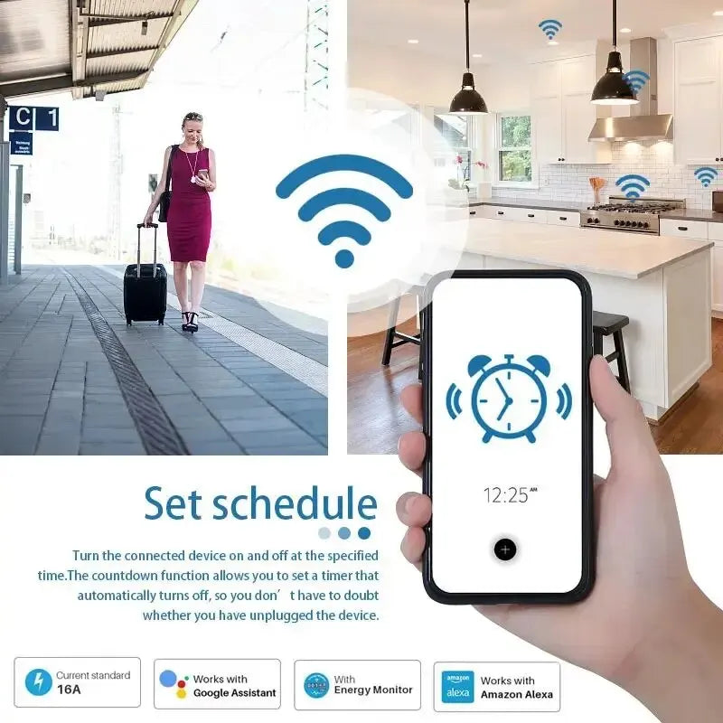 Tuya Smart Plug WiFi Smart Socket EU 16A/20A With Power Monitoring