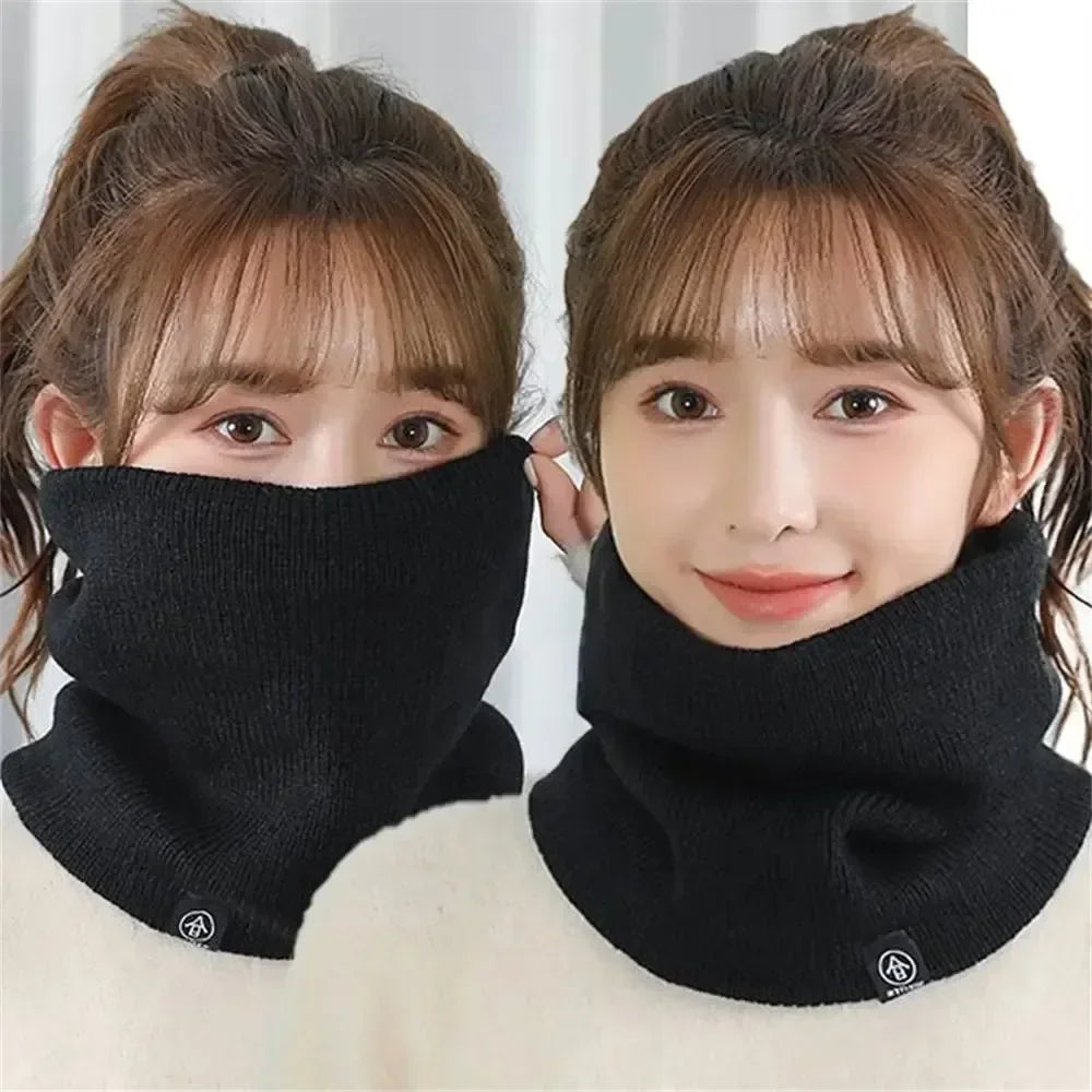 Winter Warm Knitted Ring Scarf For Women Men Plush Full Mask Tutdoor