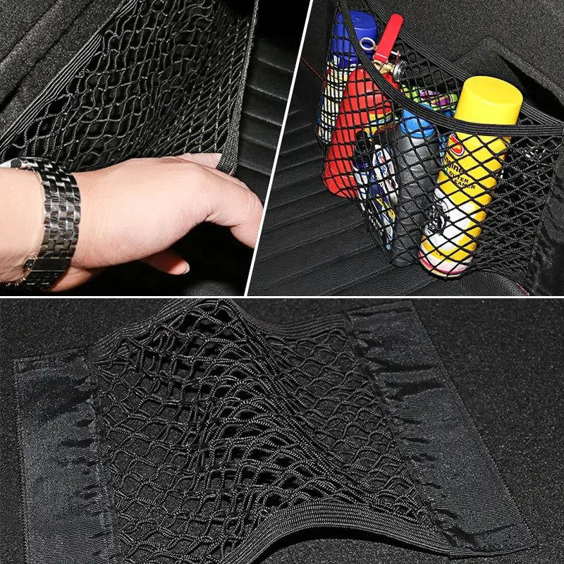 1pc Universal Car Storage Bag Double Mesh Trunk Storage Net, Car