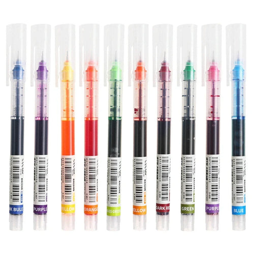 10Pcs/set High Quality Needle Type Gel Pens Straight Liquid Ballpoint