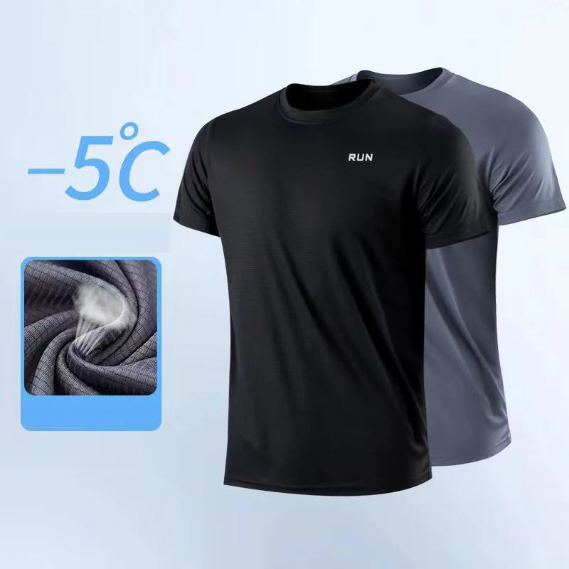 Men's Quick Dry Short Sleeve Gym Running Moisture Wicking Round Neck