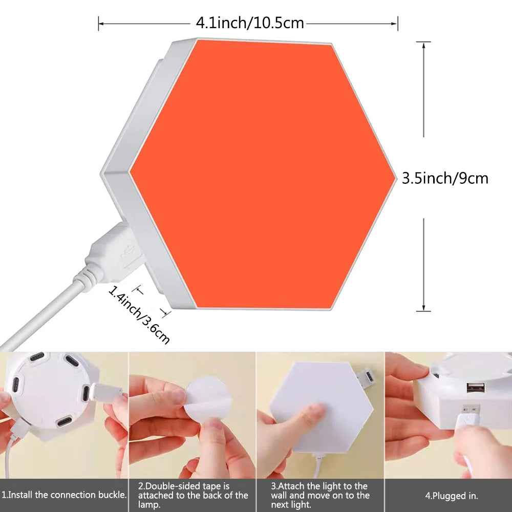 Touch Sensitive RGB Hexagon Lights LED Wall Panels USB Cellular