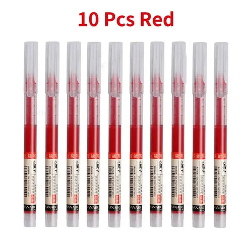 10Pcs/set High Quality Needle Type Gel Pens Straight Liquid Ballpoint