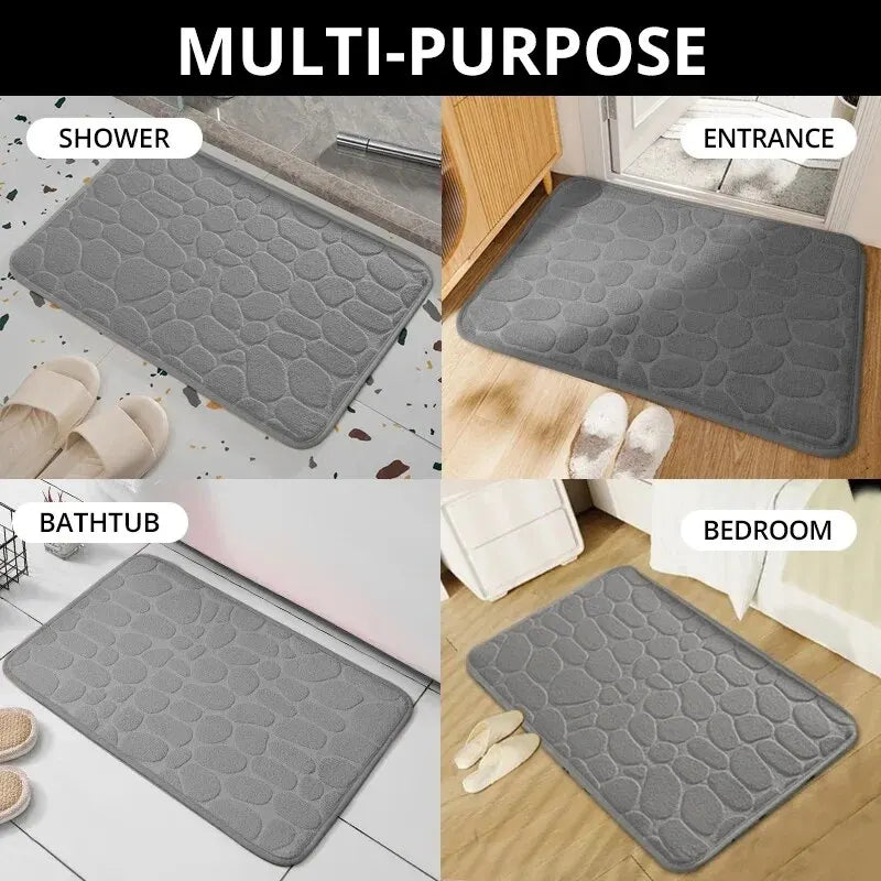 1pc Memory Foam Embossed Velvet Carpet Bathroom Living Room Non-Slip