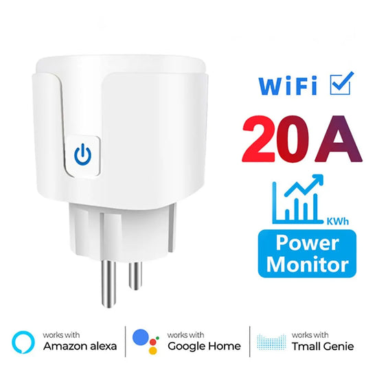 Smart Socket EU 20A Wifi Smart Plug With Power Monitoring Smart Home