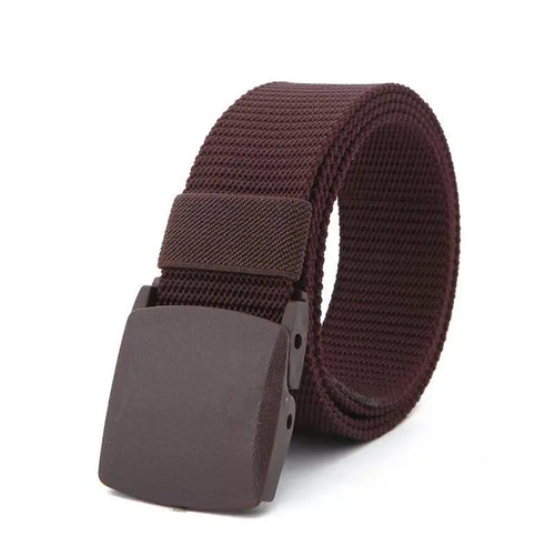 Men's Canvas Belt Plastic Buckle Metal-Free Tactical Waist Belt