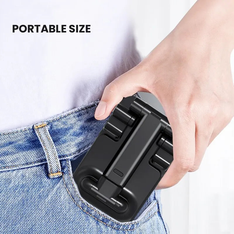 Foldable Phone Stand Adjustable Angle And Height With Silicone Pad