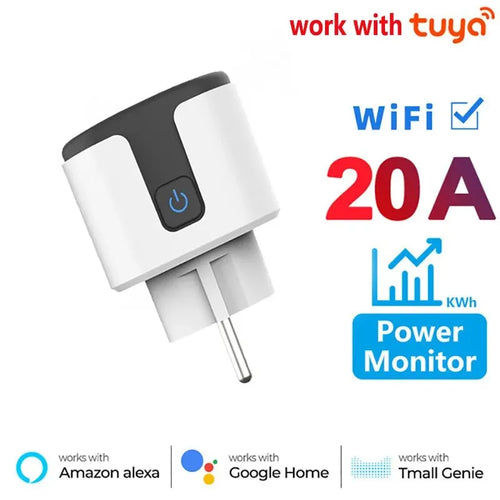 Smart Socket WiFi EU Plug 20A With Power Monitoring Timer Home Outlet