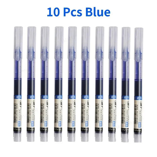 10Pcs/set High Quality Needle Type Gel Pens Straight Liquid Ballpoint