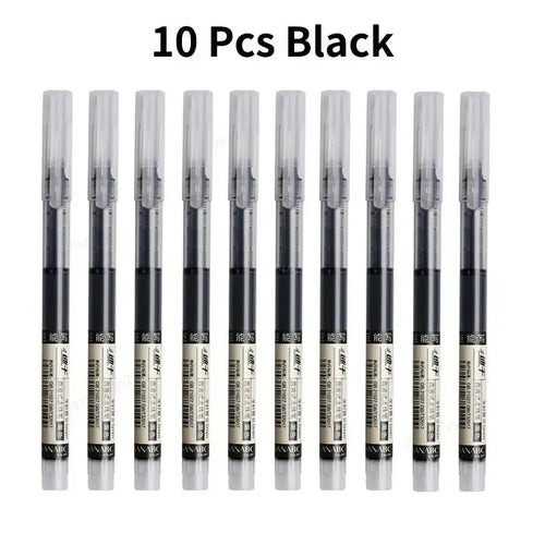 10Pcs/set High Quality Needle Type Gel Pens Straight Liquid Ballpoint