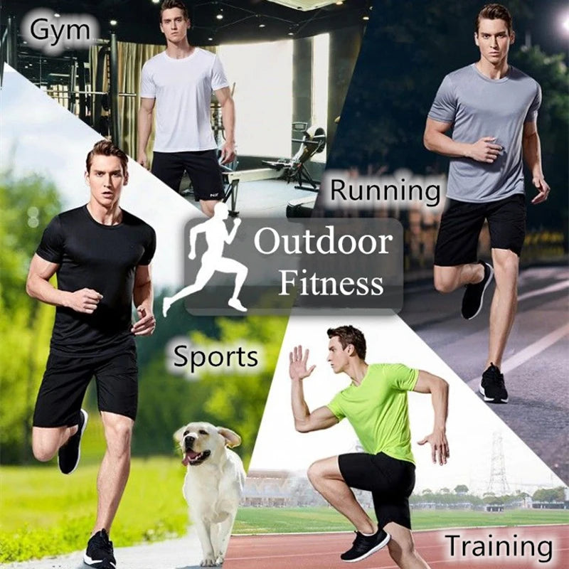 Men's Quick Dry Short Sleeve Gym Running Moisture Wicking Round Neck