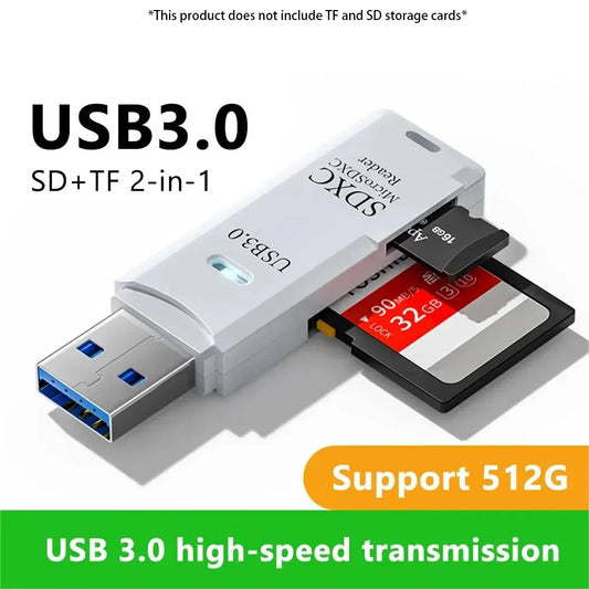 Multi Functional 2-in-1 High-speed USB 3.0/2.0 Card Reader Supports