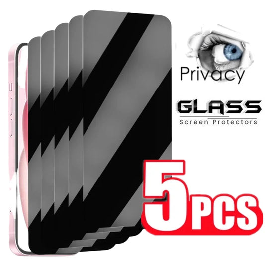 5 PCS Anti-spy Glass For iPhone 15/14/13/12/11 Pro Max Anti Fall