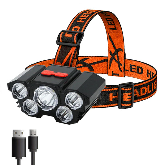 5 LED Flashlight Rechargeable with Built in Battery Strong Light