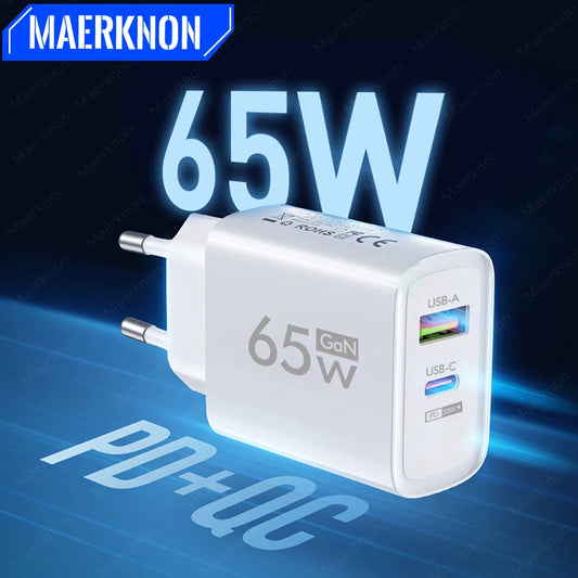 65W GaN USB Charger Type C Fast Charging Mobile Phone Charger Adapter