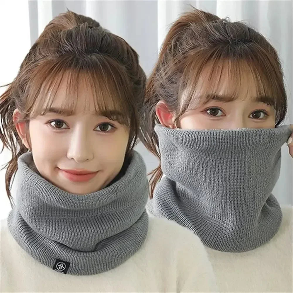 Winter Warm Knitted Ring Scarf For Women Men Plush Full Mask Tutdoor