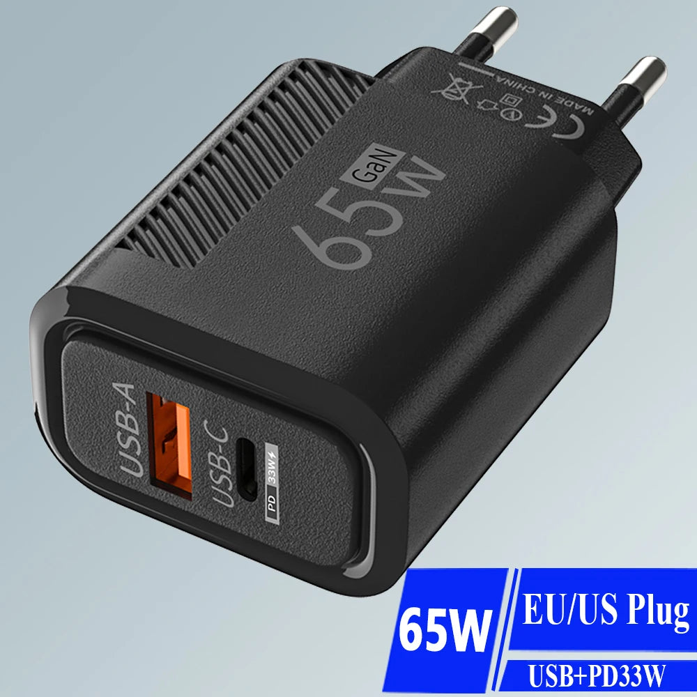 Total 65W GaN Charger USB PD Fast Charging High Speed Type C Quick