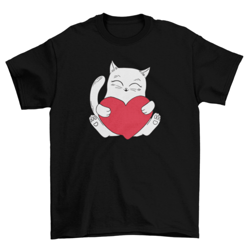 Cat holding heart t-shirt