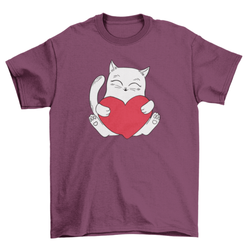 Cat holding heart t-shirt