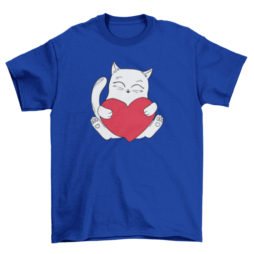 Cat holding heart t-shirt