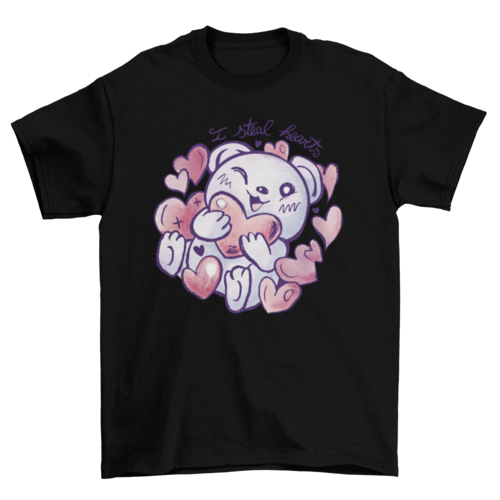 Bear with hearts valentines day t-shirt