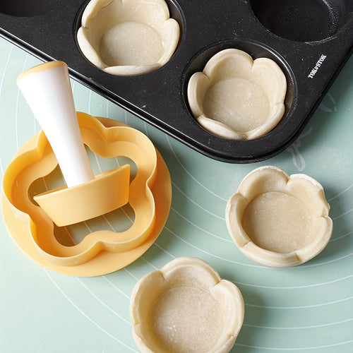 2Piece Flower Pastry Cutter  Tart Tamper Set