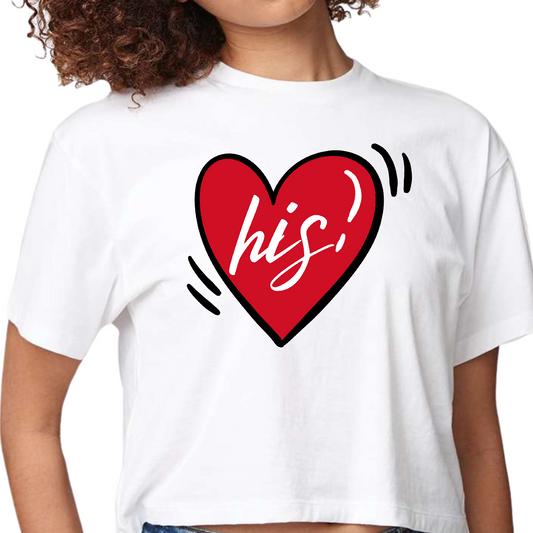 Womens Cropped Graphic T-shirt - Say it Soul His Heart - Couples