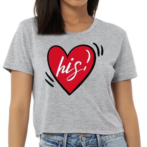 Womens Cropped Graphic T-shirt - Say it Soul His Heart - Couples